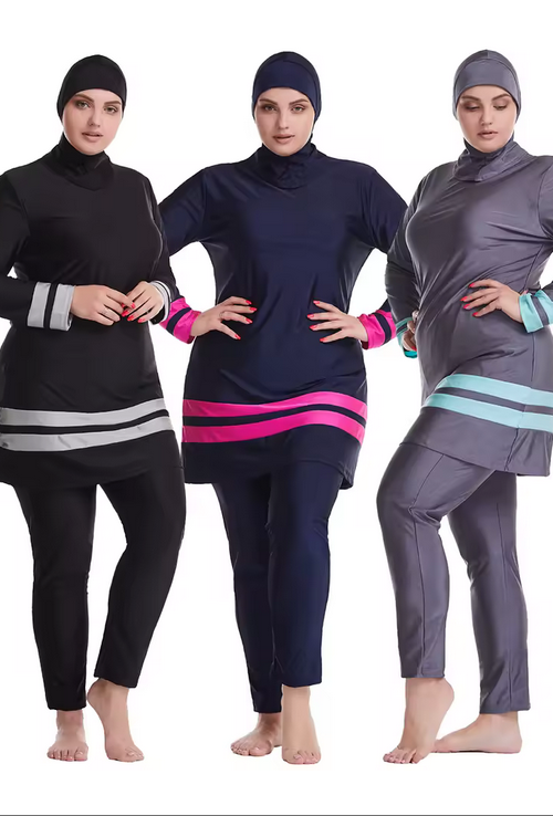Sh Optez pour le burkini large : une tenue de baignade pudique, fluide et élégante. Confortable et couvrant, il offre une protection UV optimale, un séchage rapide et des tailles adaptées à toutes les silhouettes.